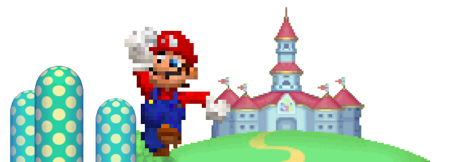 Collage aus Elementen von New Super Mario Bros für den DS